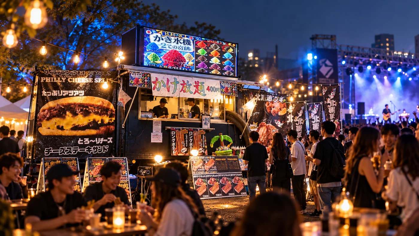 食事と音楽を楽しむ夕方のイベントイメージ