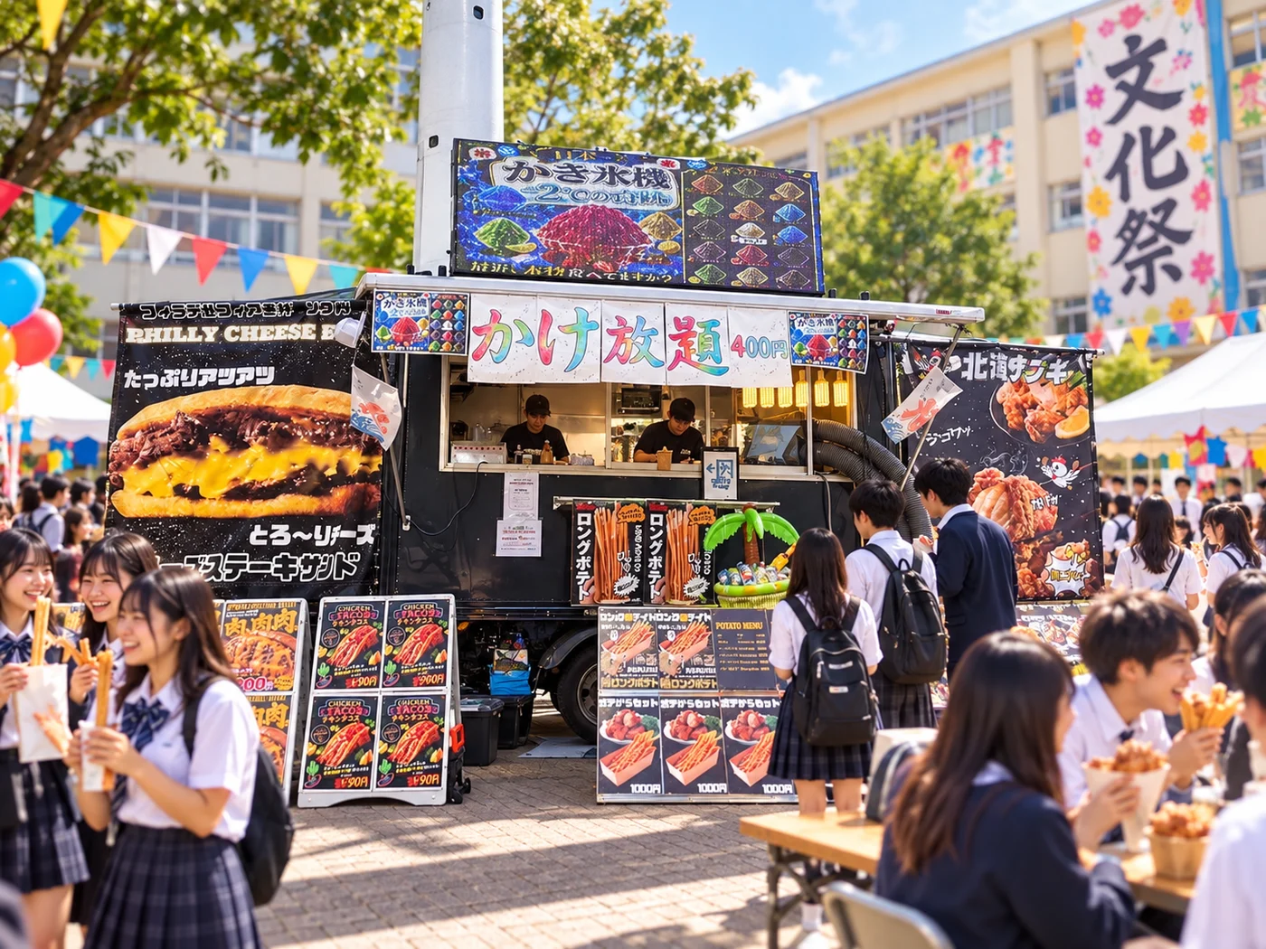 学生でにぎわう学校祭のイメージ
