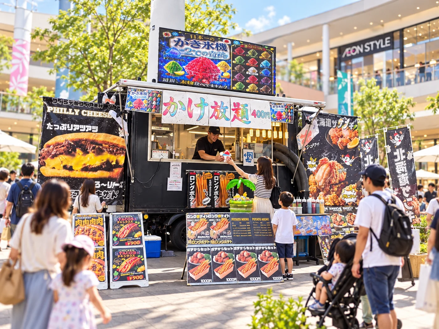 商業施設前でのキッチンカー出店のブランドイメージ